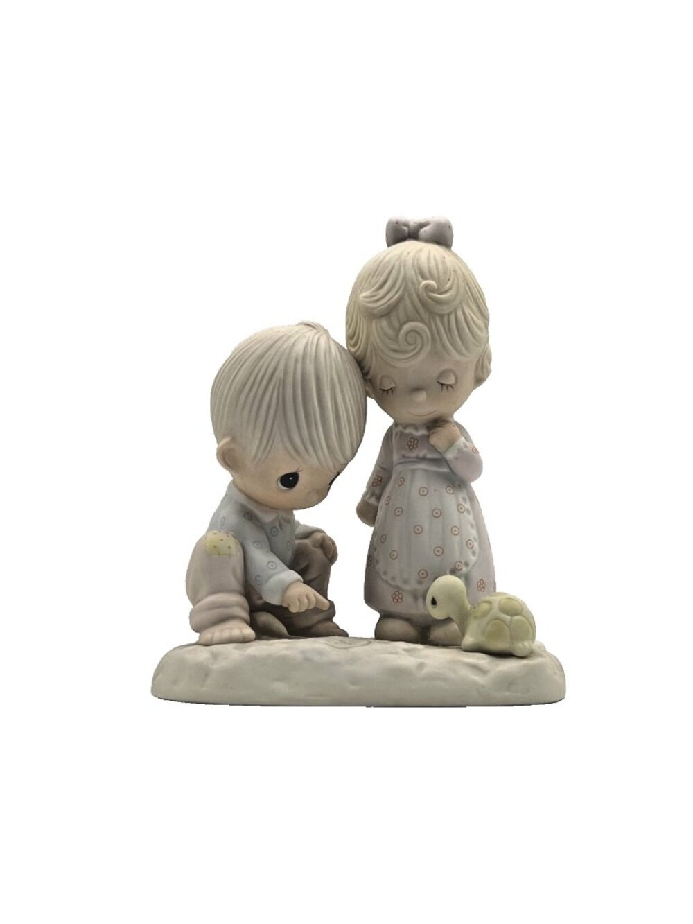 Precious Moments Thou Art Mine 1979 E-3113 Boy/Girl Drawing In The Sand
